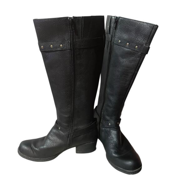 BOC Born Women’s Cam Leather Black Tall Knee High Boots Size 8.5 M Side Zip Up - Picture 3 of 7